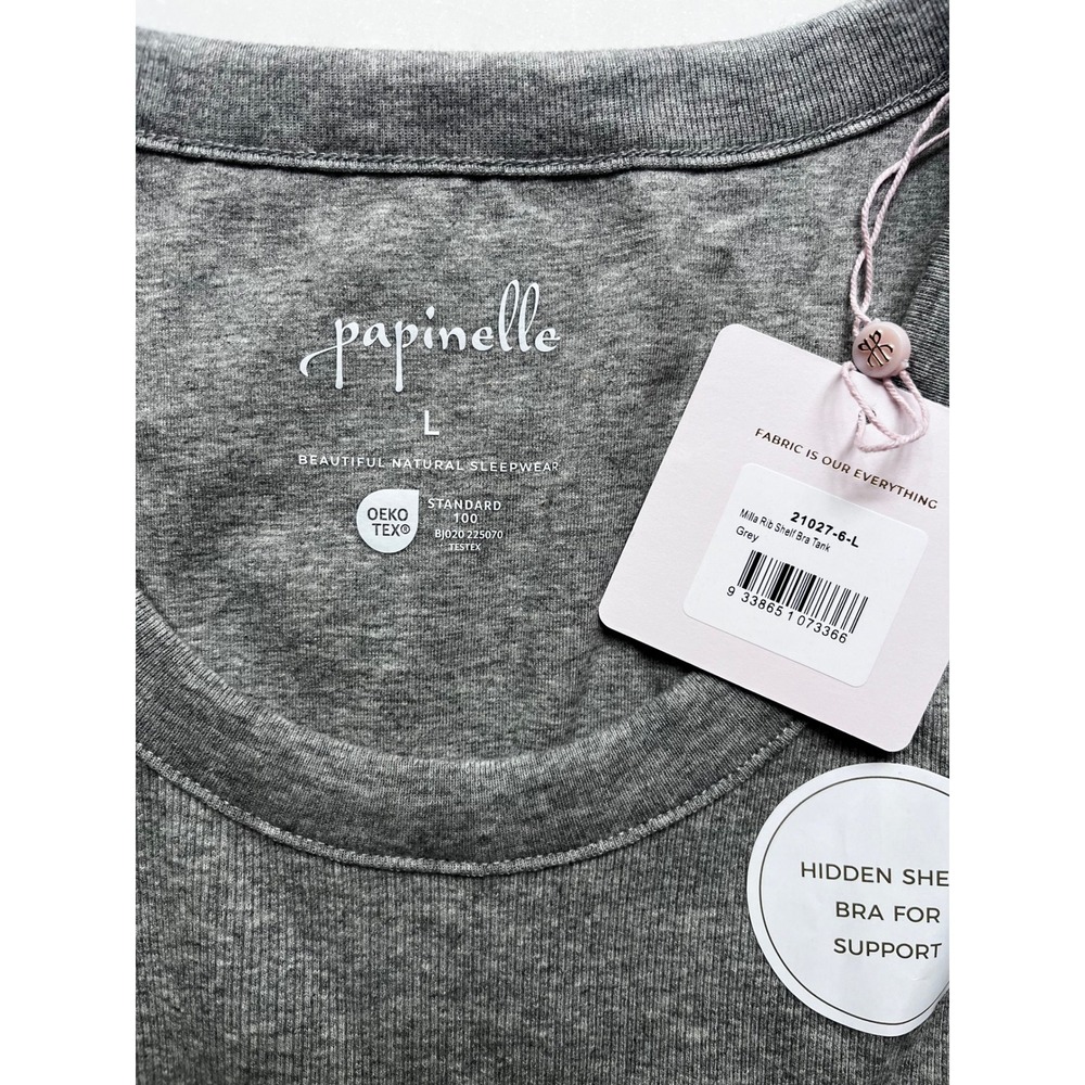 Papinelle Milla Rib Shelf Bra Tank Grey size large NWT - Picture 6 of 11